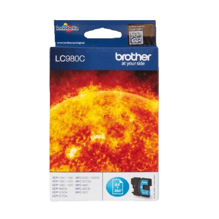 Brother Cyan LC980C tintapatron DCP-145C / DCP-163C / DCP-165C / MFC-255CW / MFC-257CW / MFC-290C / MFC-295CN / MFC-297C, 260 oldal OEM:LC980CC