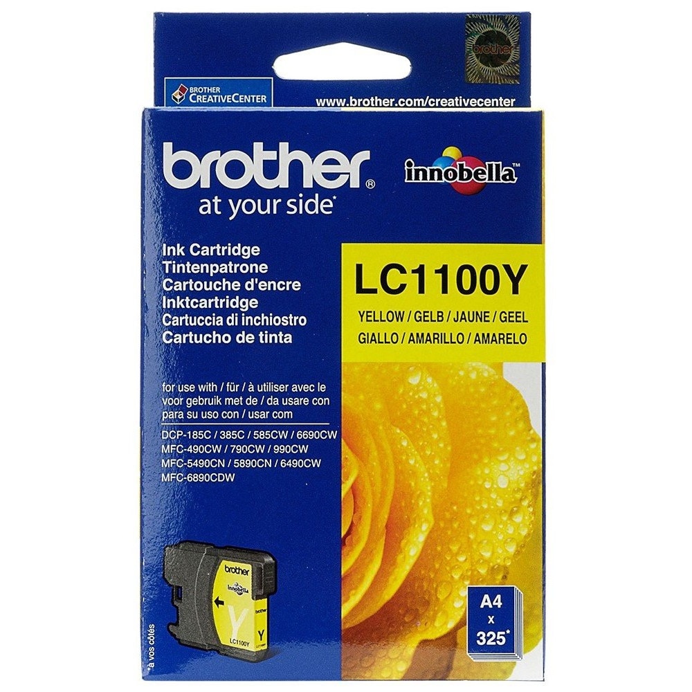 Cartus cerneala Brother Yellow LC1100Y pentru DCP-383C / DCP-385C / DCP-387C / MFC-5490CN / MFC-5890CN / MFC-5895CW / MFC-6490CW / MFC-6890CDW, 325 pagini OEM:LC1100Y