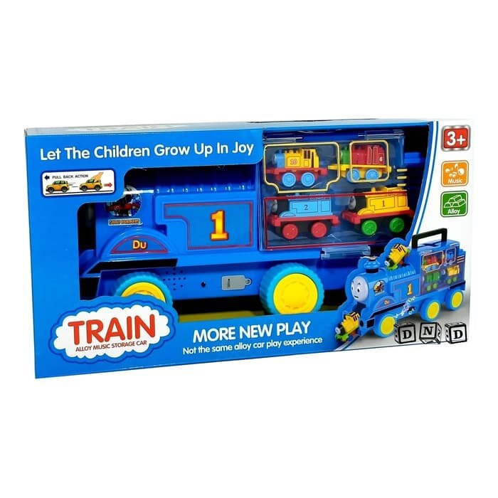 Set trenulet cu locomotiva mare 36 cm si 4 locomotive mici 8 cm, Multicolor tip Thomas & Friends