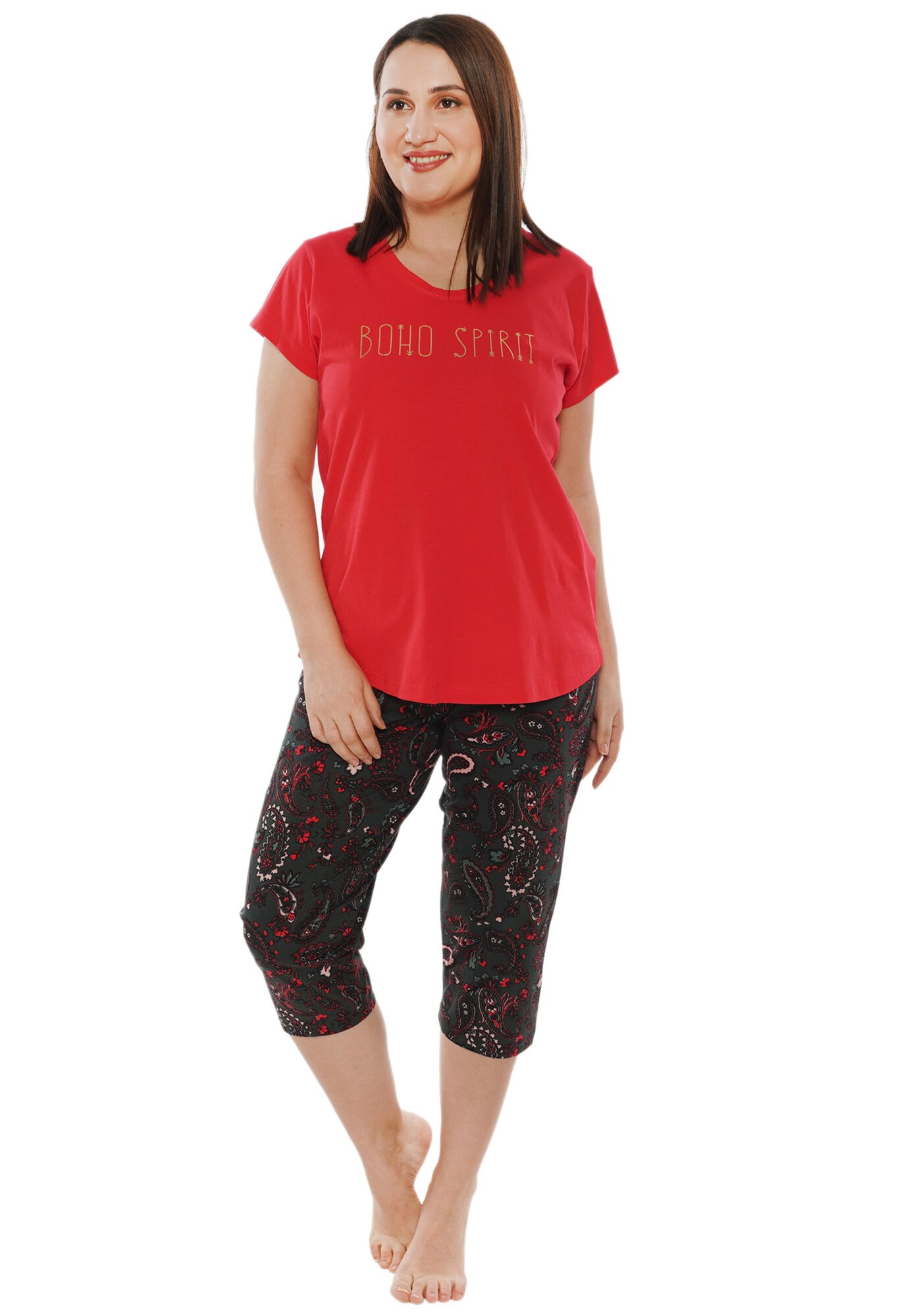 Pijama dama Vienetta, model Boho Spirit ,rosu