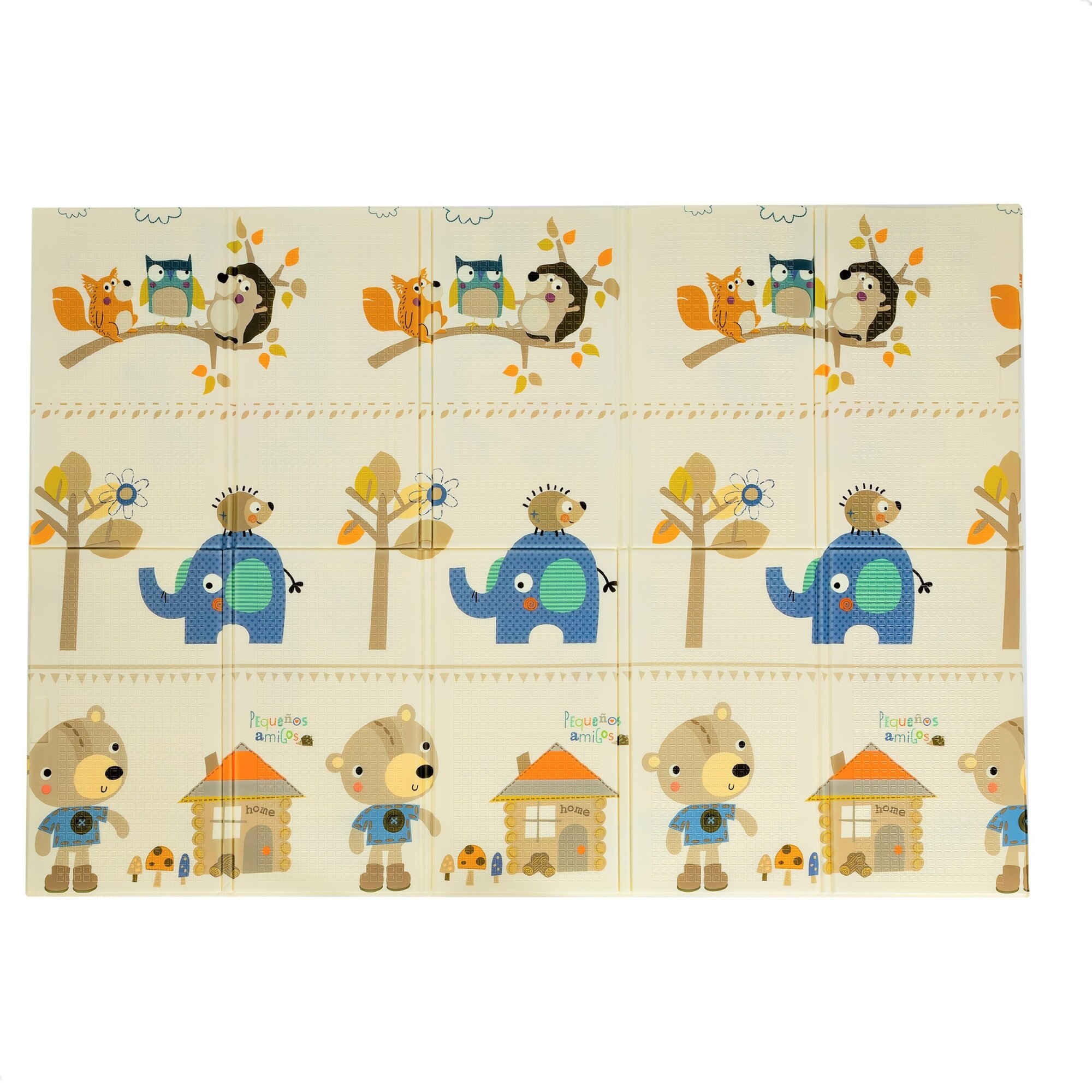 Covoras de joaca pliabil Babykit Forest Friends cu 2 fete 150x200 cm