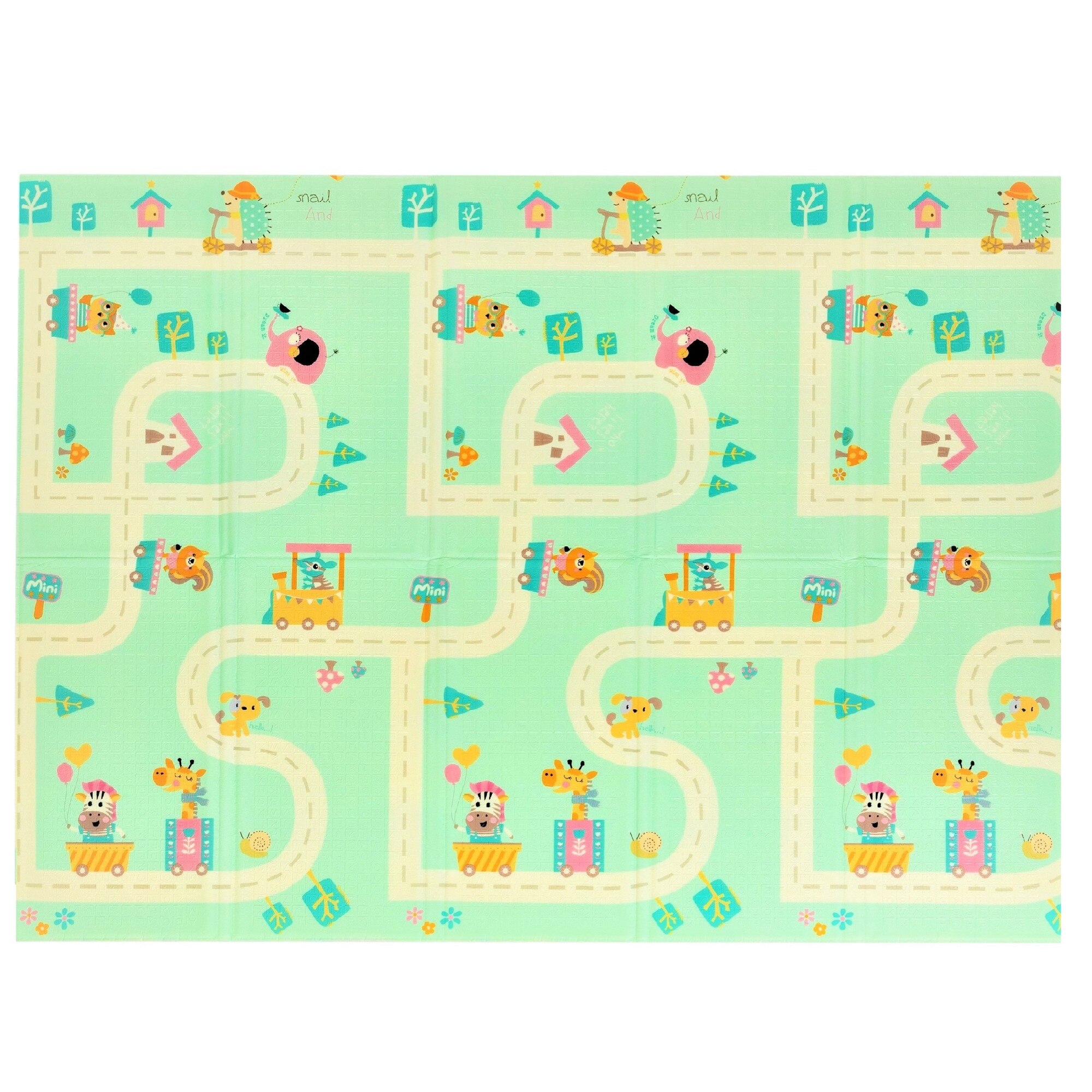 Covoras de joaca pliabil Babykit Motor City cu 2 fete 180x200 cm