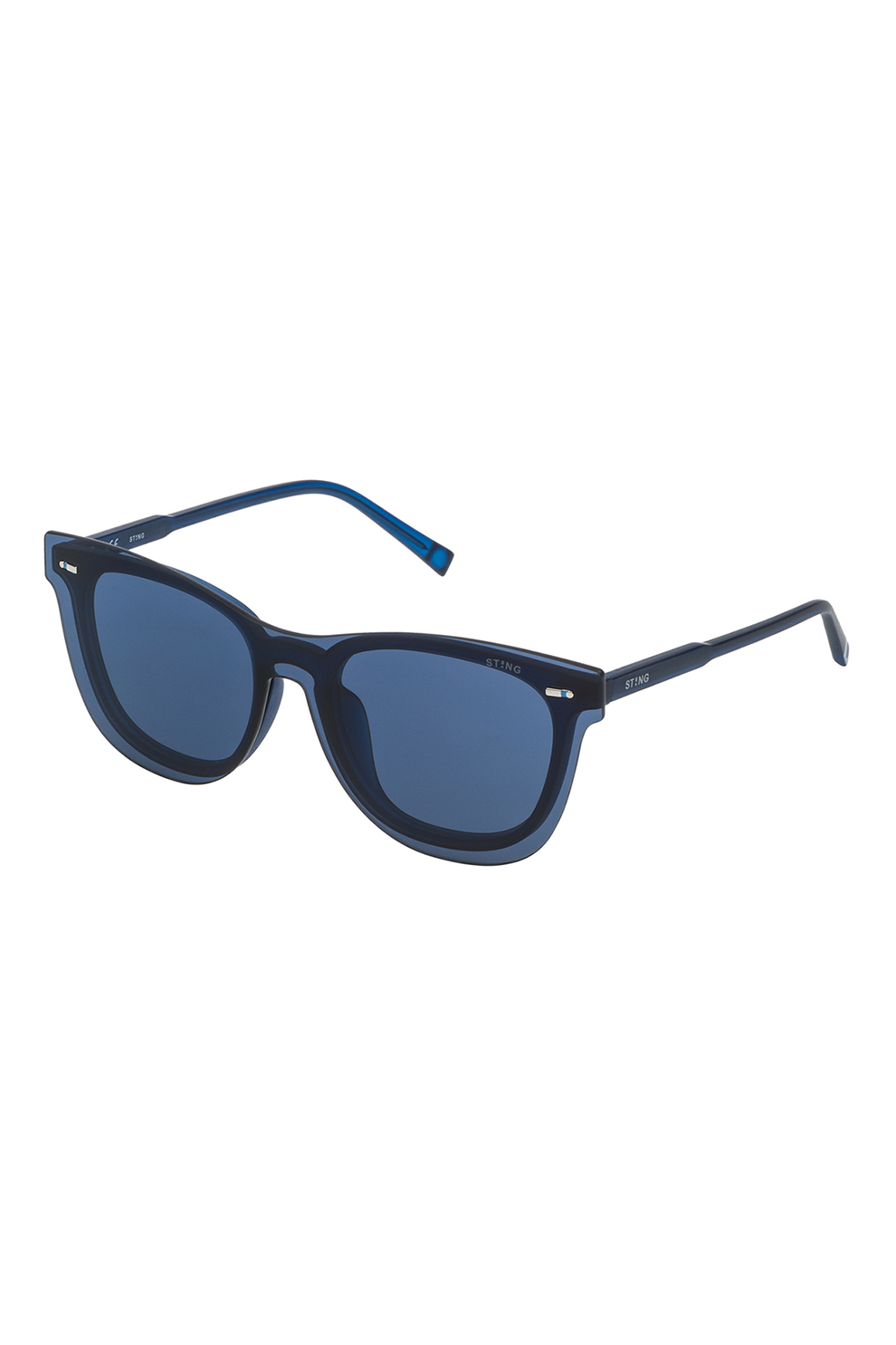 STING, Ochelari de soare patrati unisex cu lentile uni, Albastru inchis, 99-20-140 Standard