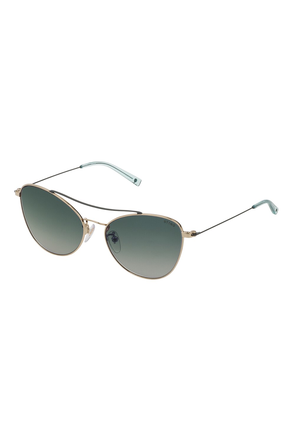 STING, Ochelari de soare cu rame metalice, Auriu/Verde, 55-16-140 Standard