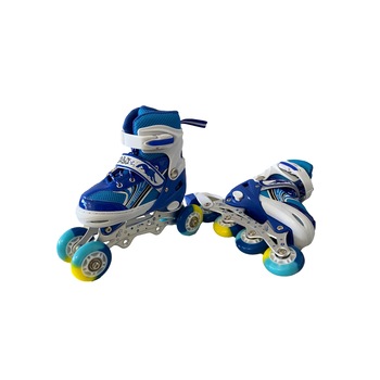 Role Cool Skates pentru copii,reglabile , cu roti in linie pe fata si 2 pe spate, Albastru, 34-37, Unitoys Role Cool Skates pentru copii,reglabile , cu roti in linie pe fata si 2 pe spate, Albastru, 34-37, Unitoys