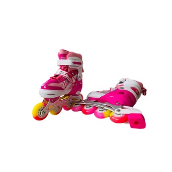 Role Cool Skates pentru copii,reglabile , cu roti in linie pe fata si 2 pe spate, Roz, 34-37, Unitoys Role Cool Skates pentru copii,reglabile , cu roti in linie pe fata si 2 pe spate, Roz, 34-37, Unitoys