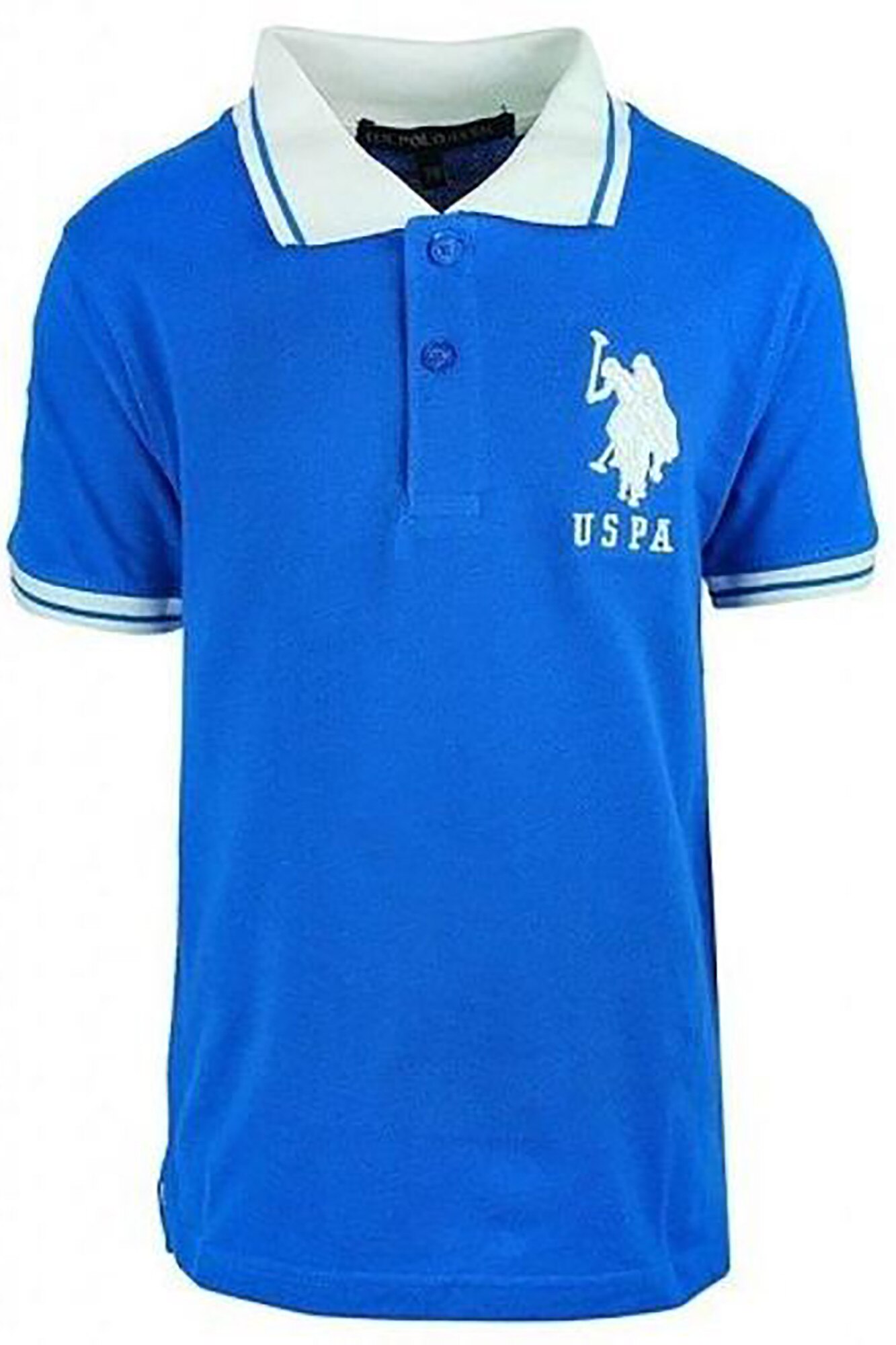 Tricou barbati US Polo Assn., Imprimeu logo, Bumbac, Albastru/Alb, Bleu/Alb