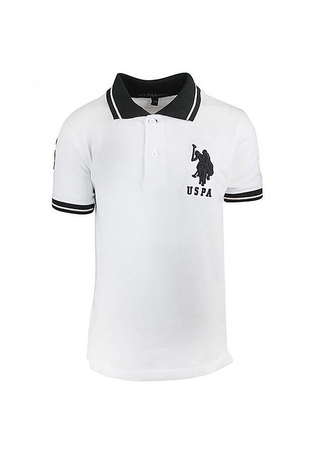 Tricou barbati US Polo Assn., Imprimeu logo, Bumbac, Alb, Alb