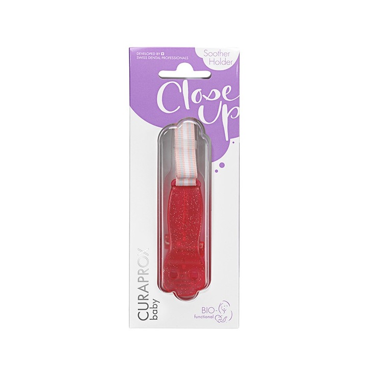 Клипс за бебешка залъгалка Curaprox, Розов