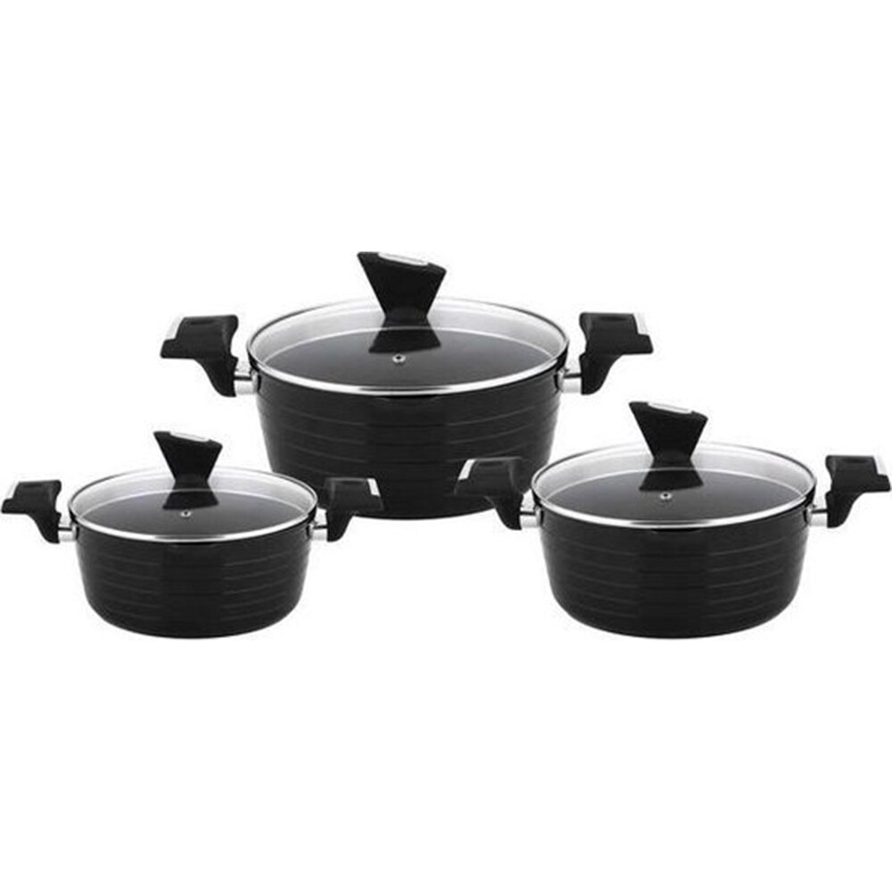 Set oale cu capac, Monheim, Carl Schmidt Sohn, 6 bucati, 16/20/24 cm, negru 079130