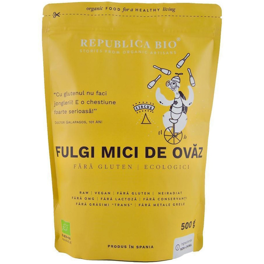 Fulgi mici de ovaz fara gluten Republica BIO, 500g