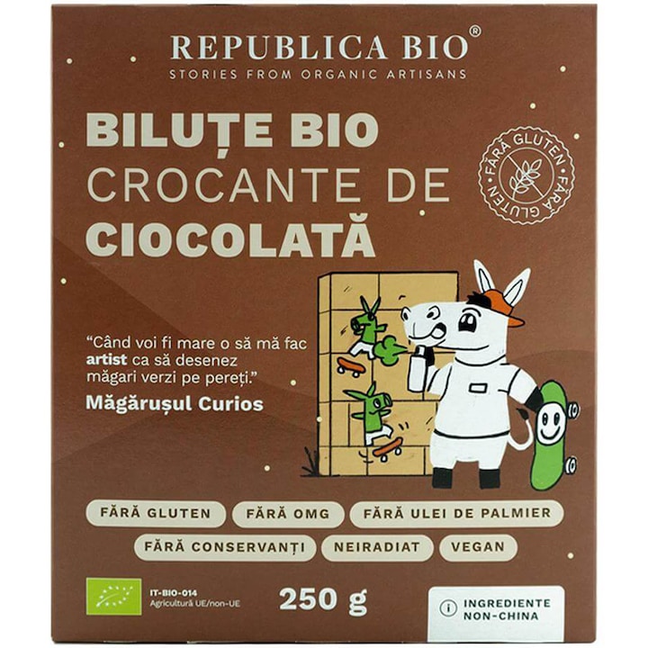 Bilute crocante de ciocolata fara gluten Republica BIO, 250g