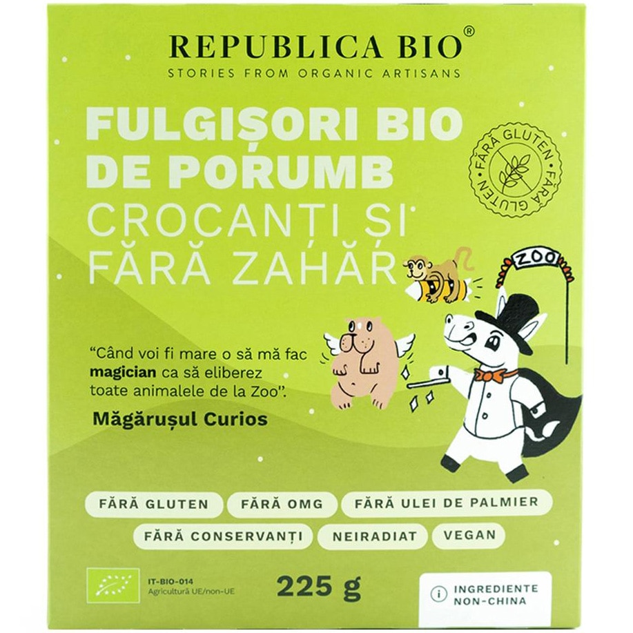 Fulgisori de porumb crocanti si fara zahar fara gluten Republica BIO, 225g