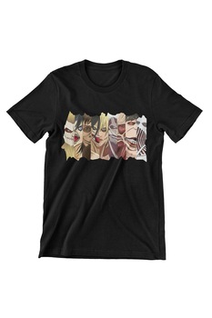 Tricou Barbati, Attack on Titan, Nine Titans, negru, Negru Tricou Barbati, Attack on Titan, Nine Titans, negru, Negru