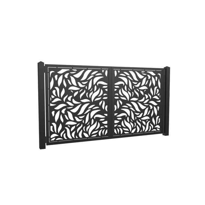 Poarta auto batanta, Gard Expert, tabla decupata, 114, negru, 3300x1850 mm