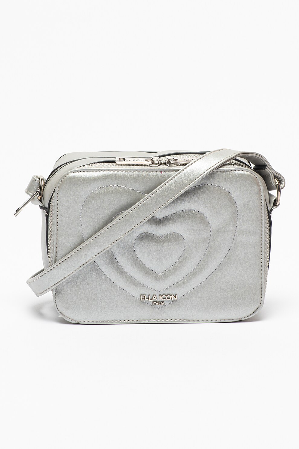 Ella Icon, Geanta crossbody de piele ecologica Heart, Alb prafuit