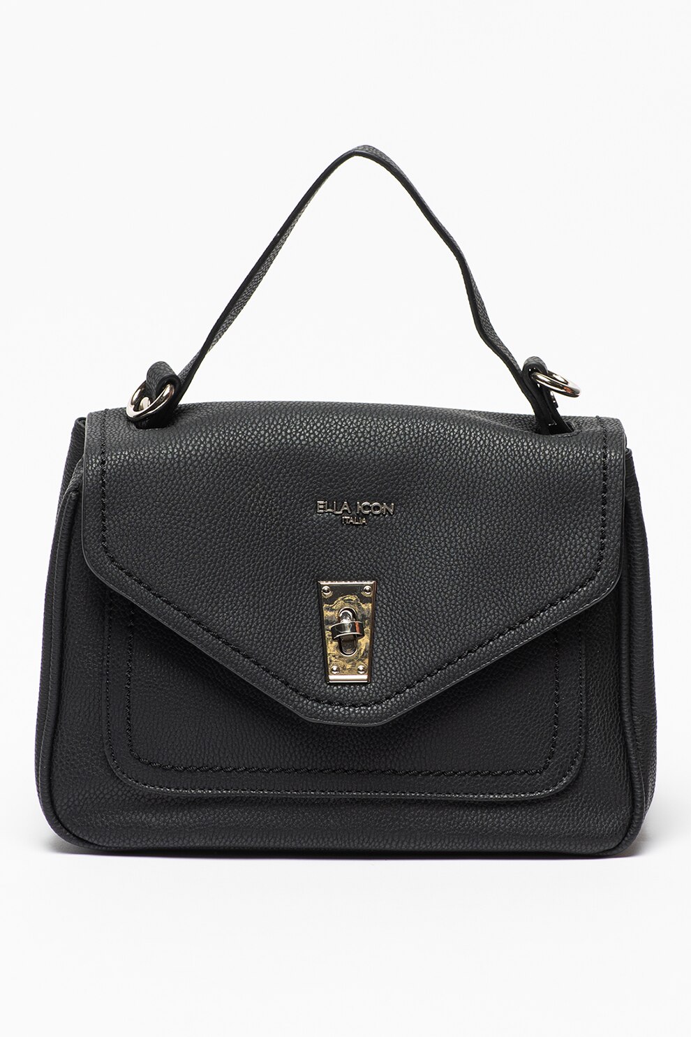 Ella Icon, Geanta de piele ecologica cu clapa Lara, Negru