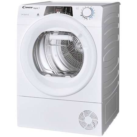 Uscator de rufe Candy Rapido ROE H8A2TE-S, Pompa de caldura, 8 kg, Clasa A++, WiFi, Easy case, Senzor uscare, Antisifonare, Alb