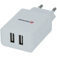 Incarcator de calatorie Swissten inteligent ic cu 2x usb 2.1a cablu de date de alimentare usb/tip c 1,2m, White