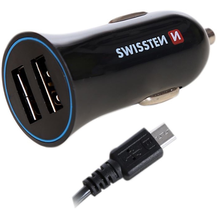 Incarcator auto Swissten 2.4a putere cu 2x usb cablu micro usb