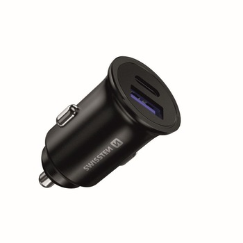 Incarcator auto Swissten PowerDelivery, USB-C, QuickCharge 3.0, 36 W, Negru metalic
