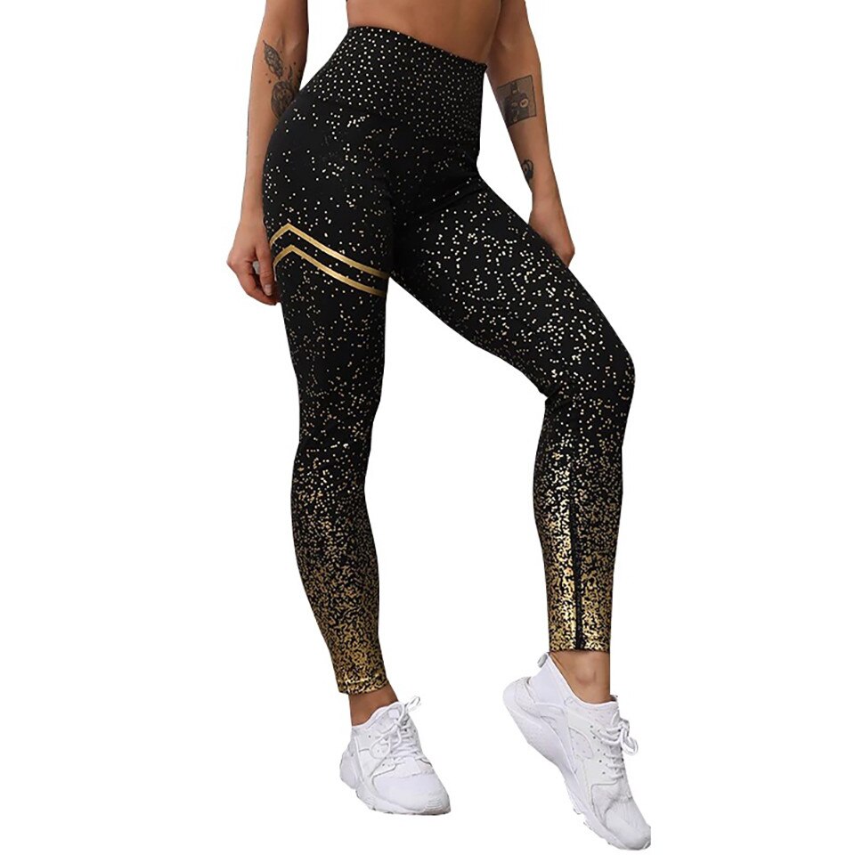 Colanti WNY talie inalta Elastici Respirabil Antitranspiratie Efect Push Up, WCLNT1525, Negru Auriu