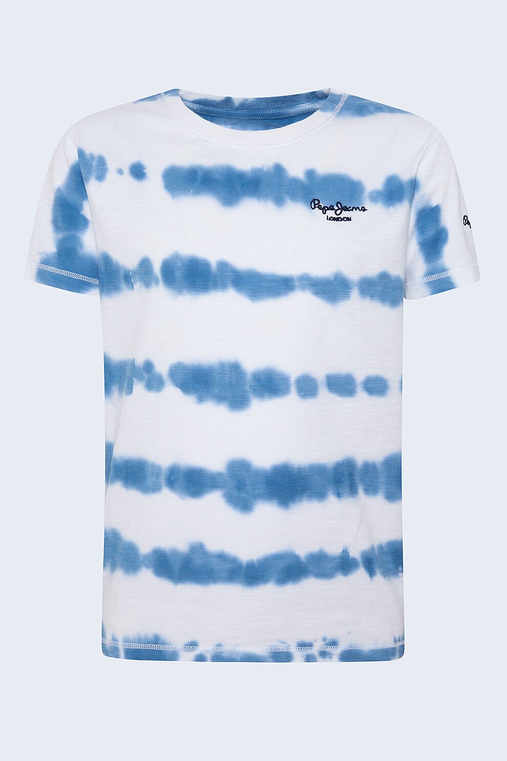 Pepe Jeans London, Tricou cu model tie-dye Killian, Alb/Bleu