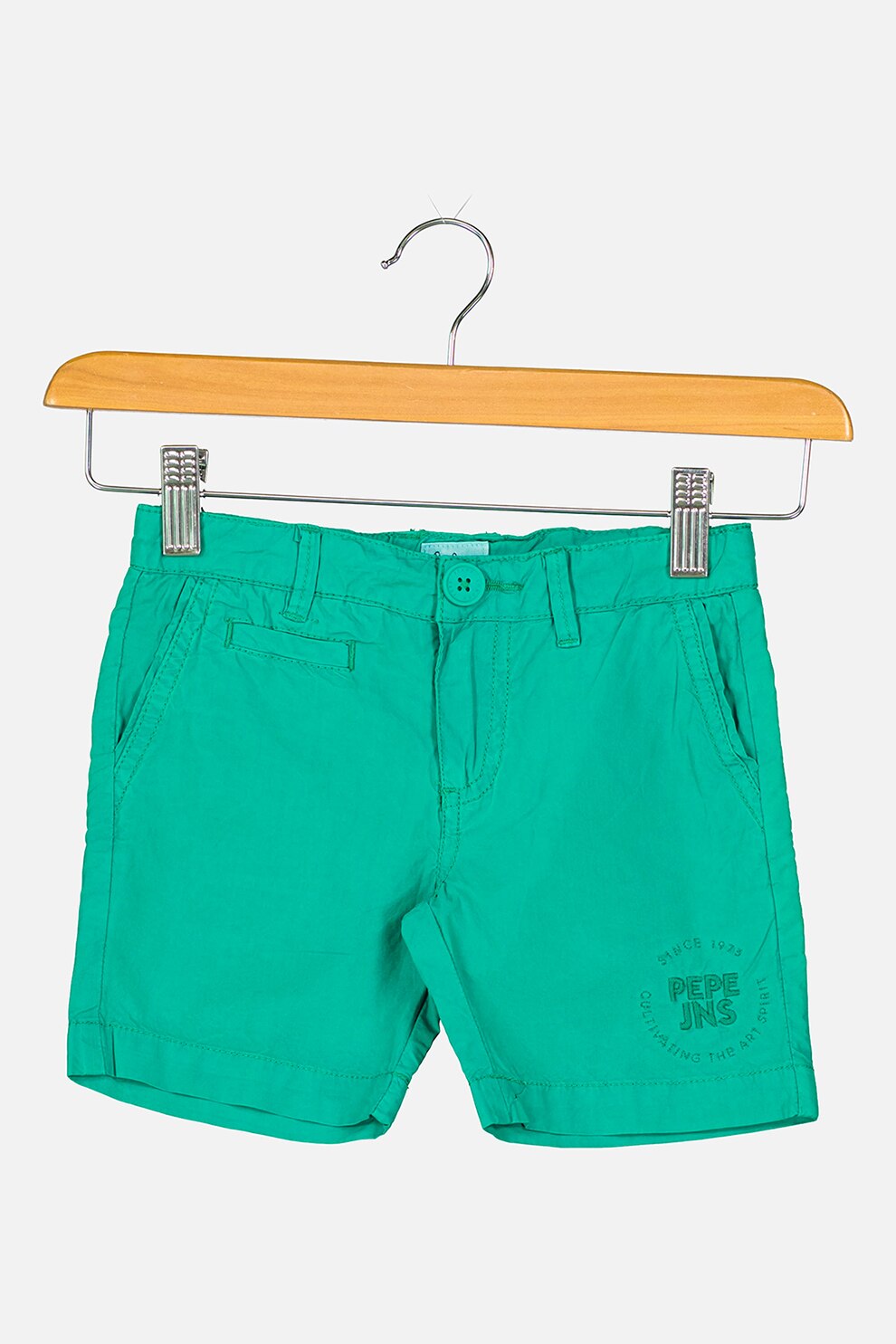 Pepe Jeans London, Pantaloni chino cu buzunare oblice, Verde, 140 CM