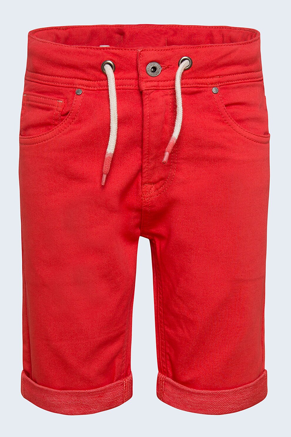 Pepe Jeans London, Bermude de denim cu snur in talie Joe, Rosu vermilion