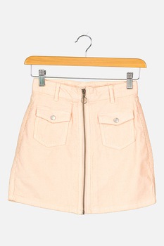 Pepe Jeans London, Fusta cu fermoar si 4 buzunare, Roz, Roz Pepe Jeans London, Fusta cu fermoar si 4 buzunare, Roz, Roz