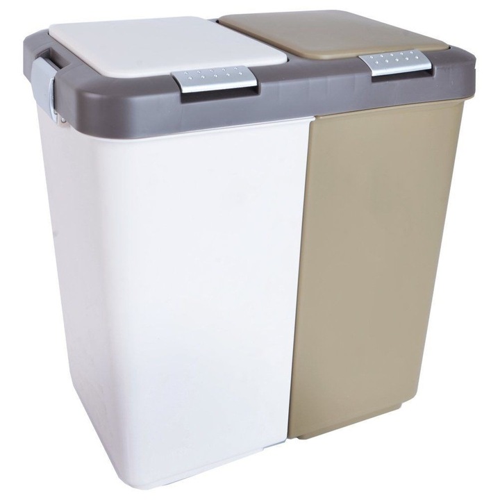 Orion Dupla szemetes, 2 x 10 L, Műanyag, Fehér/Bézs