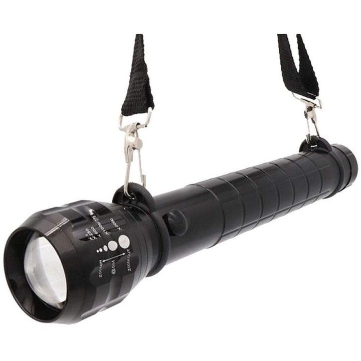 Фенерче с палка с LED и компас, включен колан, алуминий, черен, BBL2280