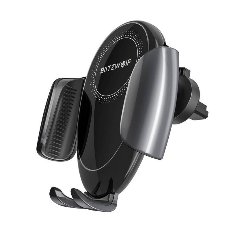 Suport auto BlitzWolf BW-CW3 Dashboard / Air Vent Mount, Incarcare Wireless, 15W, Reglabil, USB-C, Negru