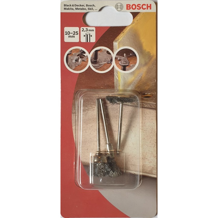 Set 3 perii de sarma, tija 2.3 mm, Bosch