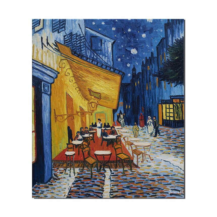 Tablou pictat manual - The Cafe Terrace - 60x50cm pictura ulei pe panza, reproducere Vincent van Gogh