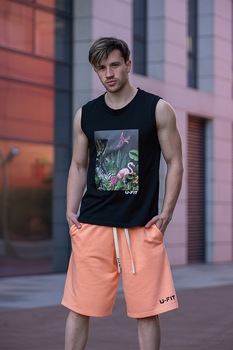 uFIT, Top cu imprimeu tropical Jungle, Negru/verde/roz fucsia uFIT, Top cu imprimeu tropical Jungle, Negru/verde/roz fucsia