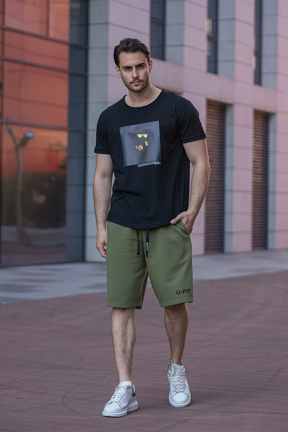 uFIT, Tricou lung Golden Club, Negru/Bleumarin/Galben