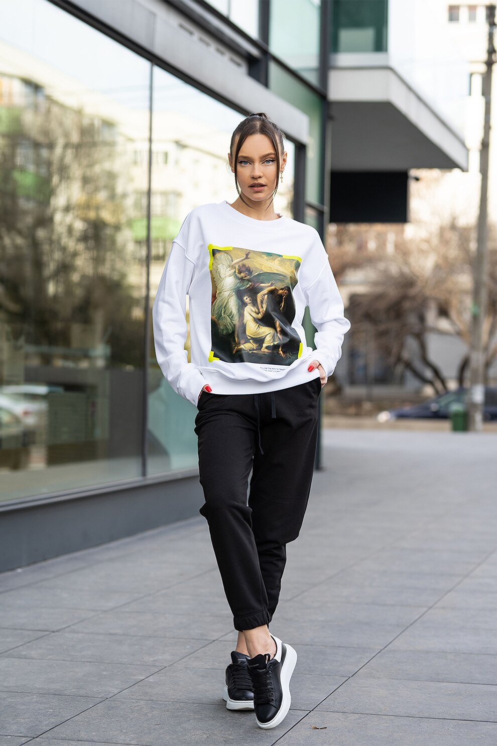 uFIT, Trening supradimensionat Easy-Fit, Alb/Negru/Verde, XS