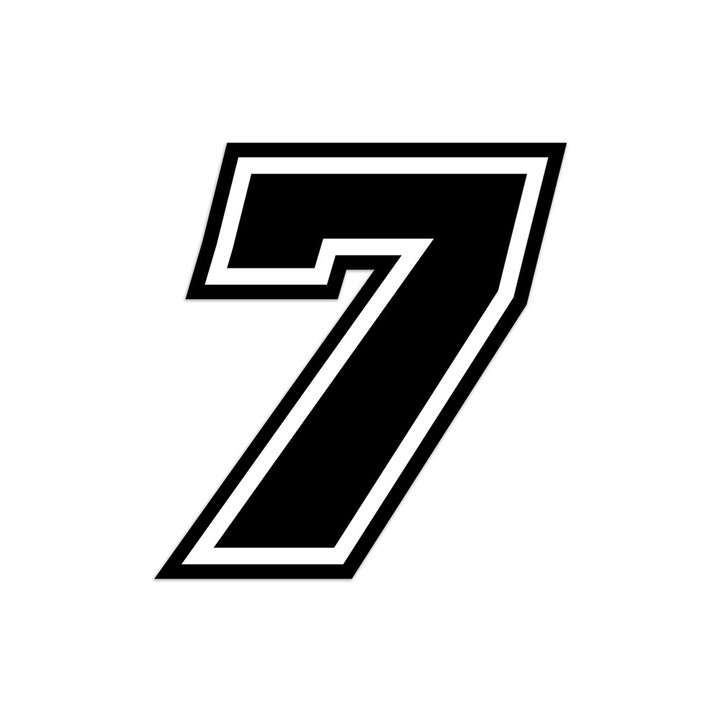 Moto GP versenyszám, "7" fekete, 10 x 10 cm