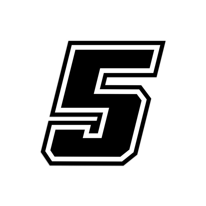 Moto GP versenyszám, "5" fekete, 10 x 10 cm,