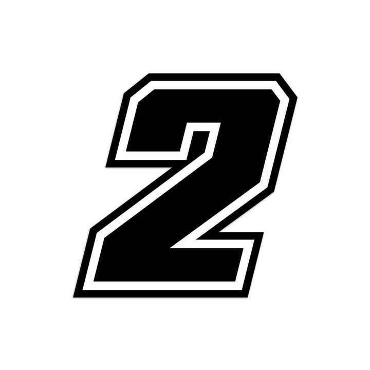 Moto GP versenyszám, "2" fekete, 10 x 10 cm