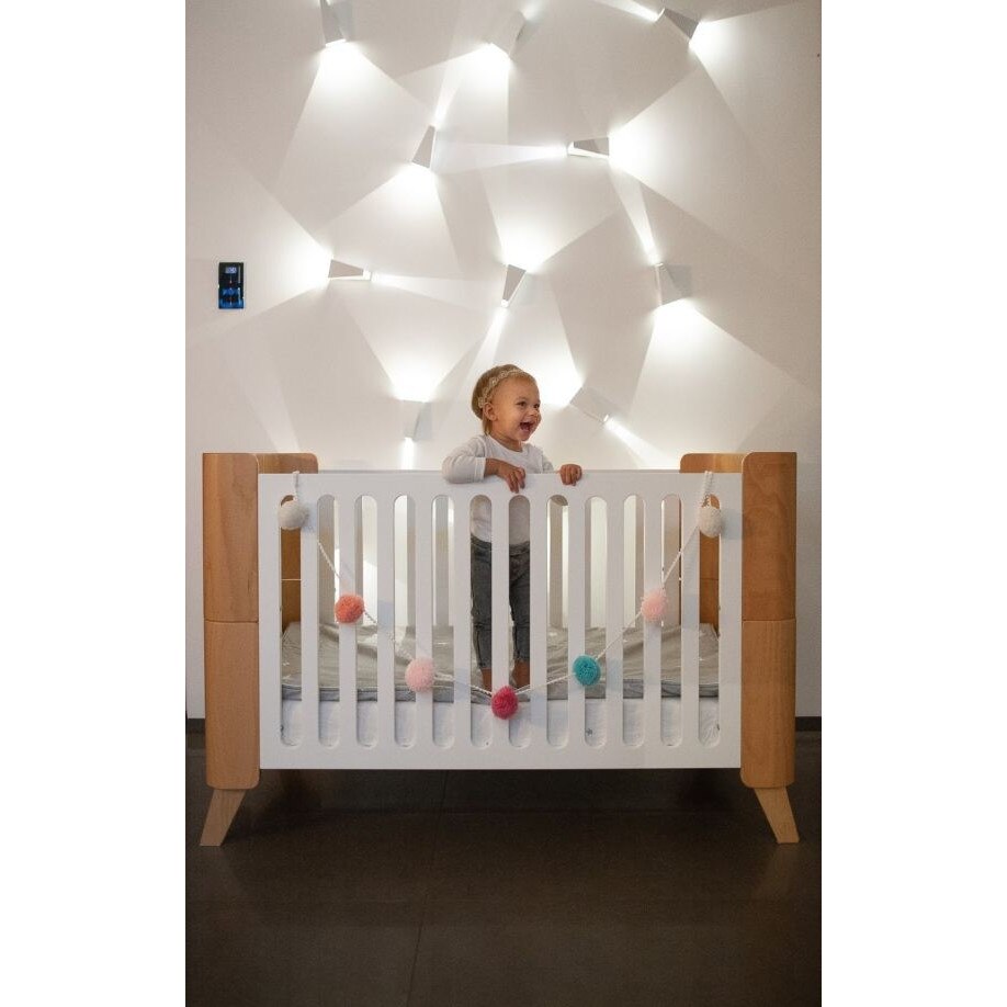 Patut Bebe Hoppa Cu Sertar Bellamy Lemn Neasamblat Adjustabil Alb 164 X 74 X 94 Cm Emag Ro