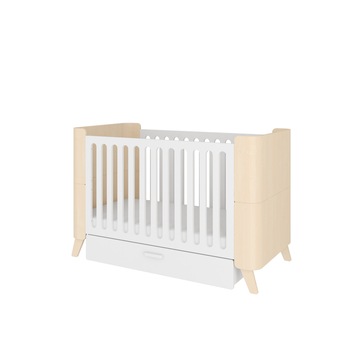 Patut bebe Hoppa cu sertar, Bellamy, lemn, neasamblat, adjustabil, alb, 164 x 74 x 94 cm Patut bebe Hoppa cu sertar, Bellamy, lemn, neasamblat, adjustabil, alb, 164 x 74 x 94 cm