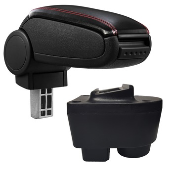 Cotiera Opel Corsa C (09.2000-12.2009) marca aVr - negru piele ecologica cu cusatura rosie Cotiera Opel Corsa C (09.2000-12.2009) marca aVr - negru piele ecologica cu cusatura rosie