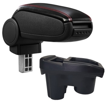 Cotiera Peugeot 301 Non-Facelift (11.2012-2017) marca aVr - negru piele ecologica cu cusatura rosie Cotiera Peugeot 301 Non-Facelift (11.2012-2017) marca aVr - negru piele ecologica cu cusatura rosie