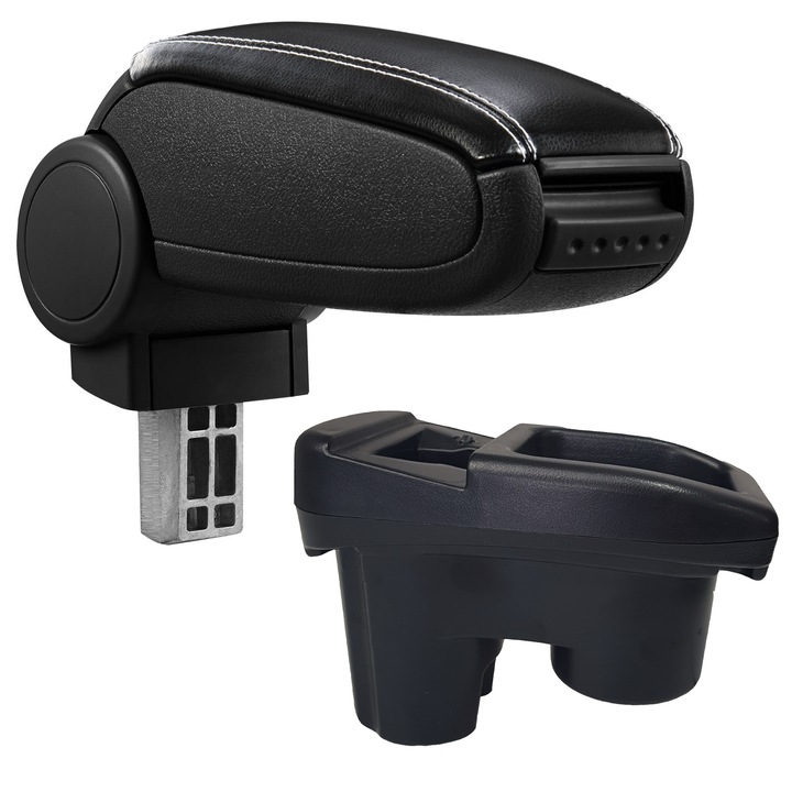 Cotiera pentru Peugeot 301 Non-Facelift (11.2012-2017), marca AVR®, negru, piele ecologica cu cusatura alba