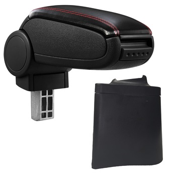 Cotiera Seat Ibiza 3 III 6L (02.2002-11.2009) marca aVr - negru piele ecologica cu cusatura rosie Cotiera Seat Ibiza 3 III 6L (02.2002-11.2009) marca aVr - negru piele ecologica cu cusatura rosie