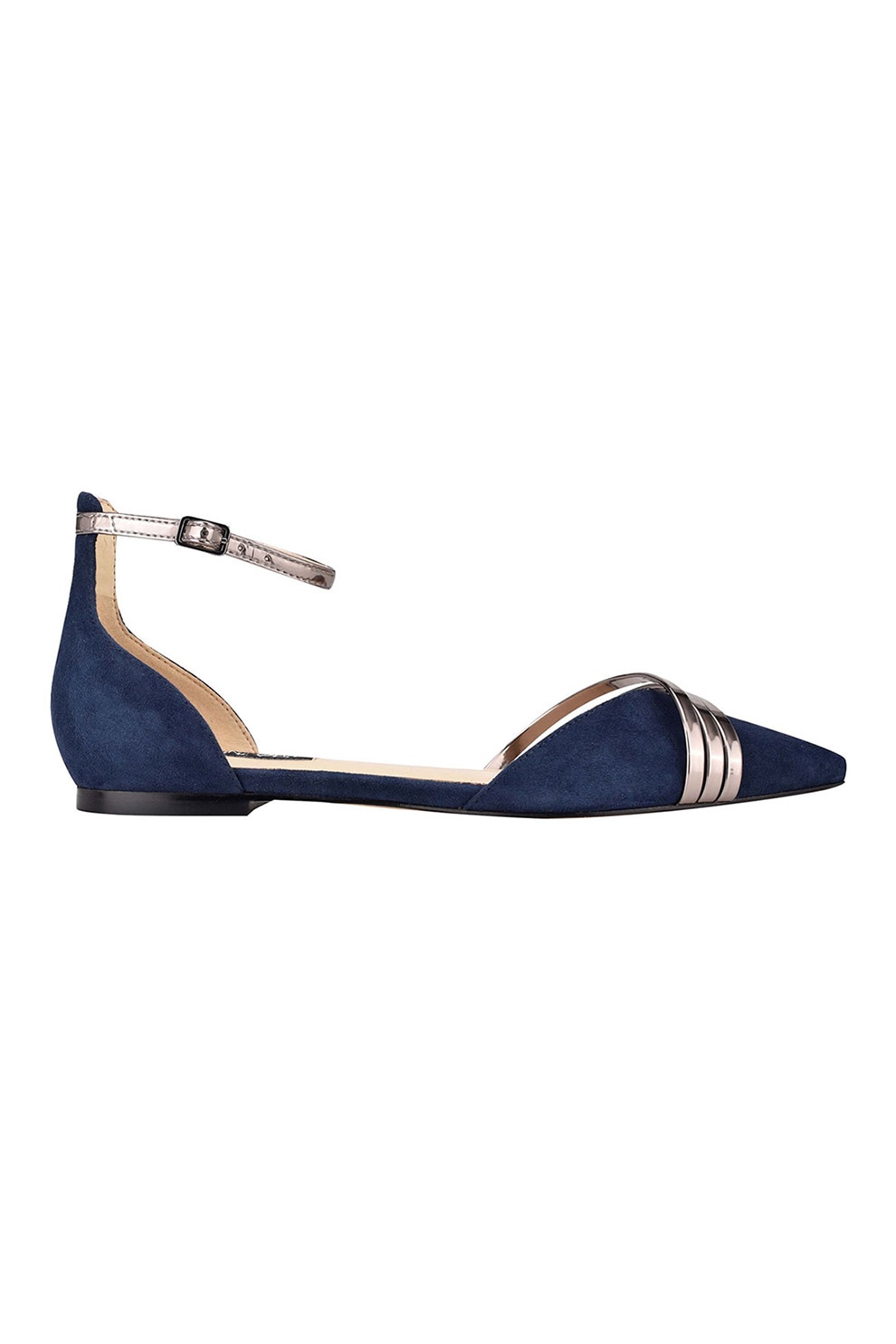 NINE WEST, Balerini de piele intoarsa cu varf ascutit Brana, Albastru inchis, 7