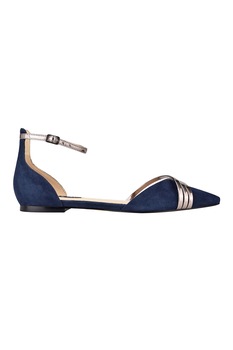 NINE WEST, Balerini de piele intoarsa cu varf ascutit Brana, Albastru inchis, 7 NINE WEST, Balerini de piele intoarsa cu varf ascutit Brana, Albastru inchis, 7