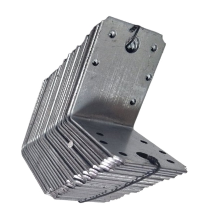 Комплект от 500 прости перфорирани ъглови елемента за дърво Vinclu, Atlantic 1979, 90 градуса, поцинковани, 90 x 90 x 65 мм (дебелина 2 мм)